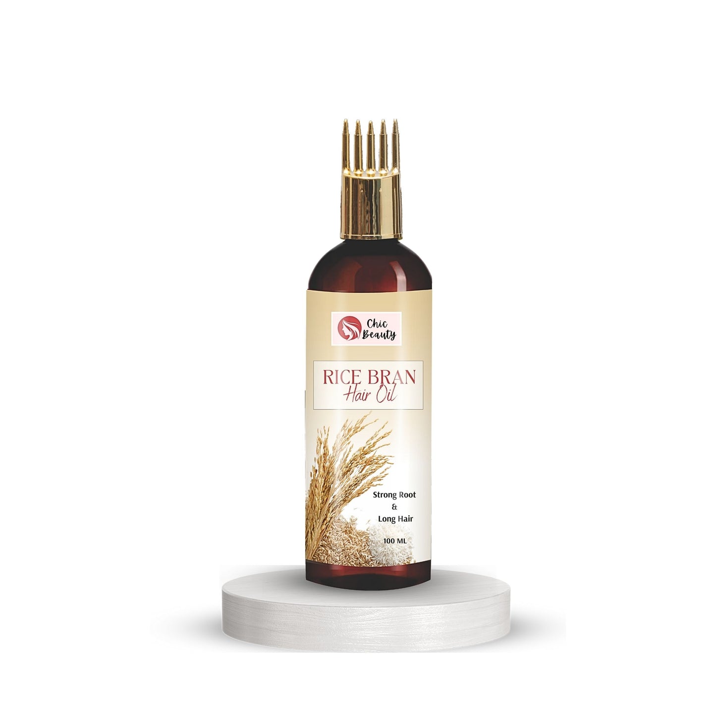 Chic Beauty Rice Bran Hair oil with comb applicator 100ML for Men and Women | Promotes Hair Growth & Reduces Hair Fall